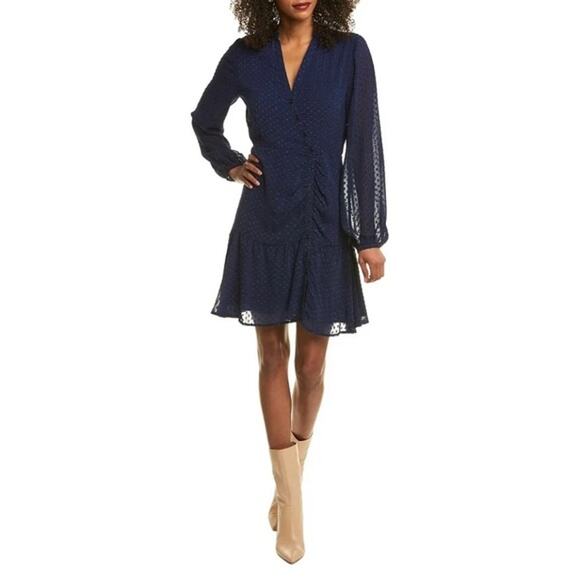 Yumi Kim Dresses & Skirts - Yumi Kim Valencia Swiss Dot Long Sleeve Mini Dress Navy 2XS $228